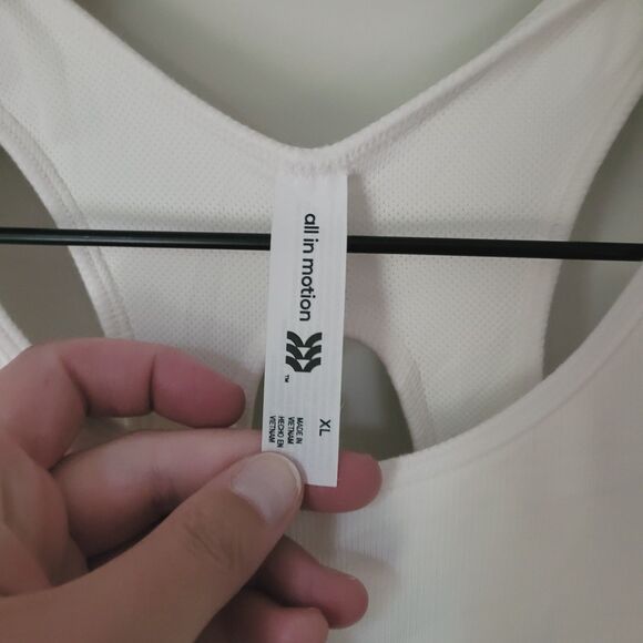 All In Motion Ribbed High Neck Racerback Cropped Tank Top in Cream Size XL - Picture 5 of 5